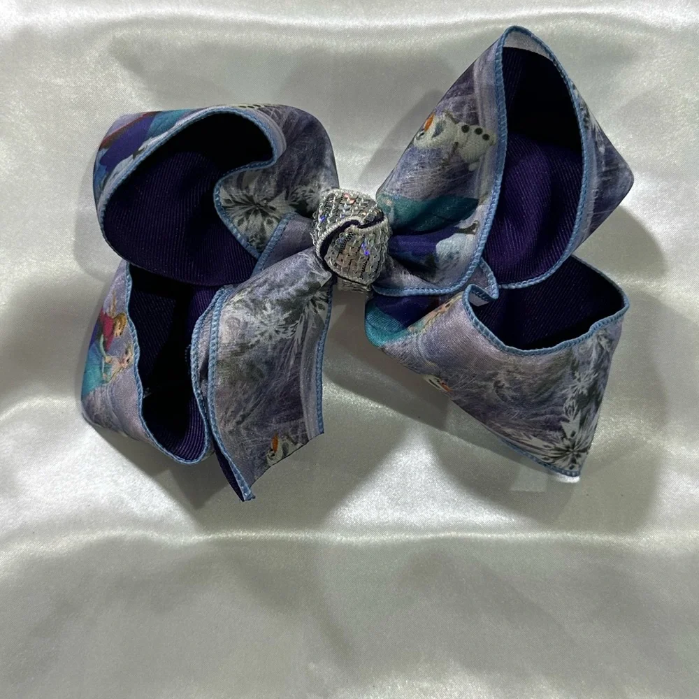 Disney “Frozen” theme Hair Bow w/ sequin center - bundle 2+ for shipping savings